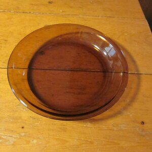 vintage 9 in dk amber pie plate Fire King